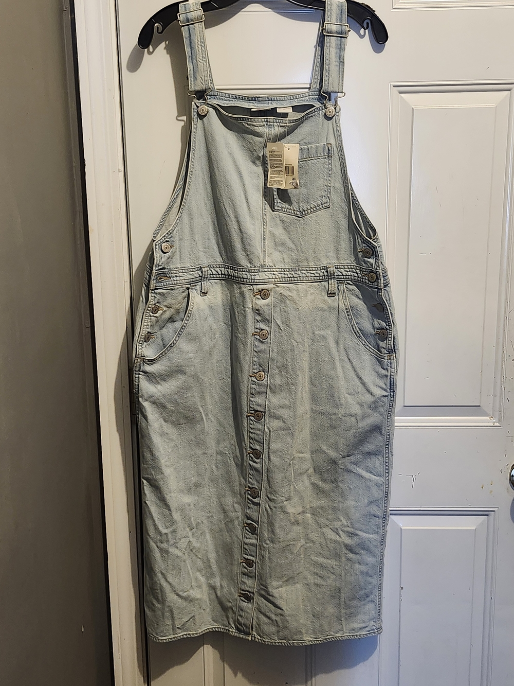 Levi's Light Blue Denim Overall Skirt with Button Front